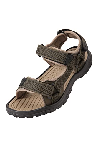 Mountain Warehouse Crete Sandalen für Herren - Strapazierfähig, robust, griffige Laufsohle, gepolstertes Fußbett, Neoprenfutter, Klettverschluss - Für Reisen im Herbst Khaki 41 von Mountain Warehouse