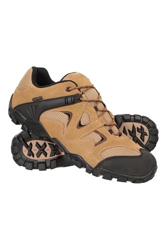 Mountain Warehouse Curlews wasserfeste, schnell trocknende Herren-Wanderschuhe mit Obermaterial aus Wildleder und Netzgewebe, Gummisohle - Camping und Wandern Dunkel Beige Herren-Schuhgröße 46 EU von Mountain Warehouse