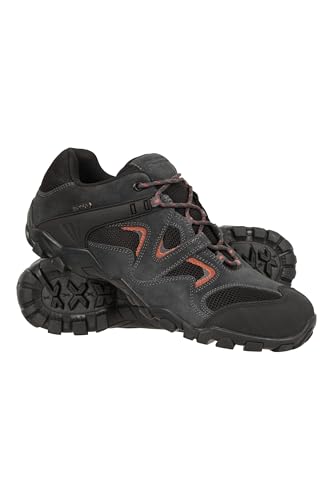 Mountain Warehouse Curlews wasserfeste, schnell trocknende Herren-Wanderschuhe mit Obermaterial aus Wildleder und Netzgewebe, Gummisohle - Camping und Wandern Dunkel Grau Herren-Schuhgröße 44 DE von Mountain Warehouse