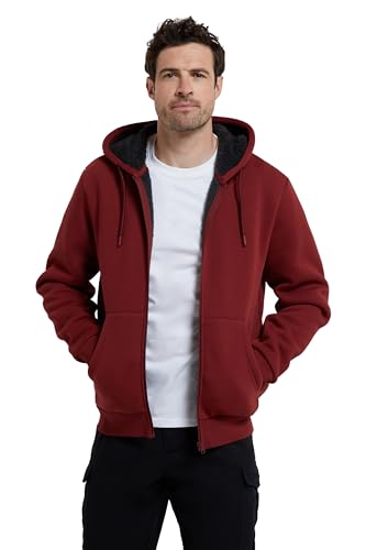 Mountain Warehouse Dalton Kapuzenpulli mit Teddyfellfutter für Herren - Fleecefutter, verstellbare Kapuze, Reißverschluss, Kängurutasche - ideal für Herbst und Winter Rost Large von Mountain Warehouse