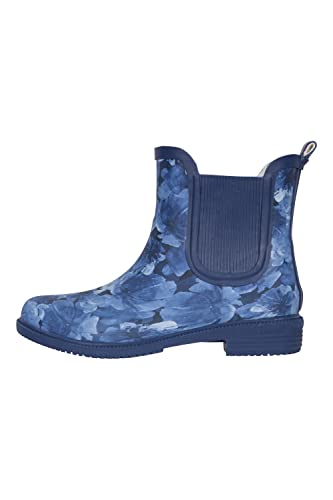 Mountain Warehouse Damen Stiefeletten aus Gummi - Wasserdichte Regenschuhe, weiches Wollfutter, pflegeleicht, flexible Gummistiefel für Damen - Für Spaziergänge Dunkelblau 39 EU von Mountain Warehouse