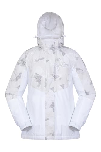 Mountain Warehouse Dawn Skijacke für Damen - Schneedicht, warme Snowboardjacke, Fleecefutter, Bündchen, Saum und Kapuze zum Verstellen - Ideale Winterjacke Weiss Damengröße EU 46 von Mountain Warehouse