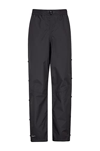 Mountain Warehouse Downpour Wasserfeste Überhose für Damen - Atmungsaktiv, versiegelte Nähte mit Reißverschluss am Bein - Für Reisen, Zum Bergsteigen & Wandern, Herbst Schwarz 44 von Mountain Warehouse