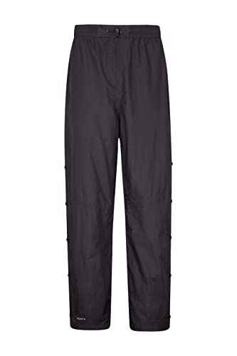 Mountain Warehouse Downpour Regenhose für Herren - Wasserfeste Hose, versiegelte Nähte, Reißverschluss am Bein, Kurze Allwetterhose - Ideal für Reisen, Camping, Herbst Schwarz 3XL von Mountain Warehouse