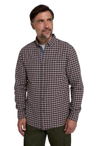 Mountain Warehouse Driftwood Check Herren Langarmhemd - Casual Top aus 100% Baumwolle, leicht, Fronttasche - für den täglichen Gebrauch, für die Freizeit Dunkel Grau X-Large von Mountain Warehouse