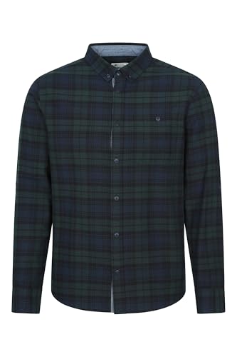 Mountain Warehouse Driftwood Check Herren Langarmhemd - Casual Top aus 100% Baumwolle, leicht, Fronttasche - für den täglichen Gebrauch, für die Freizeit Leuchtend Blau X-Small von Mountain Warehouse
