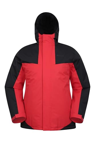 Mountain Warehouse Dusk Skijacke für Herren - Wasserbeständige Snowboardjacke, Fleecefutter, Schneerock, Kapuze und Bündchen zum Verstellen - Ideale Winterjacke Aktiv Rot Small von Mountain Warehouse