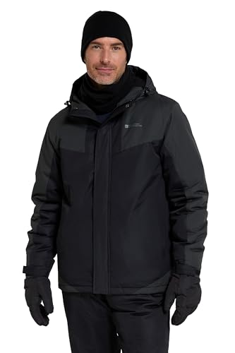 Mountain Warehouse Dusk Skijacke für Herren - Wasserbeständige Snowboardjacke, Fleecefutter, Schneerock, Kapuze und Bündchen zum Verstellen - Ideale Winterjacke Schwarz 3X-Large von Mountain Warehouse