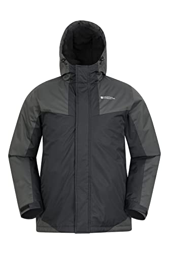 Mountain Warehouse Dusk Skijacke für Herren - Wasserbeständige Snowboardjacke, Fleecefutter, Schneerock, Kapuze und Bündchen zum Verstellen - Ideale Winterjacke Schwarz S von Mountain Warehouse