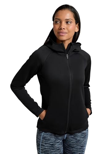 Mountain Warehouse Dynamic Chakra IsoCool-Damen-Hoodie – Herbst Winterpullover, leicht, schnell trocknend, atmungsaktiv, transportiert Feuchtigkeit ab – Reisen Schwarz Damengröße EU 40 von Mountain Warehouse