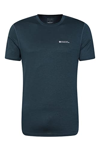 Mountain Warehouse Echo Melange Herren-Recycling-T-Shirt - feuchtigkeitsregulierendes T-Shirt, schnelltrocknendes Top, UV-Schutz Max T-Shirt, atmungsaktiv Marineblau Large von Mountain Warehouse