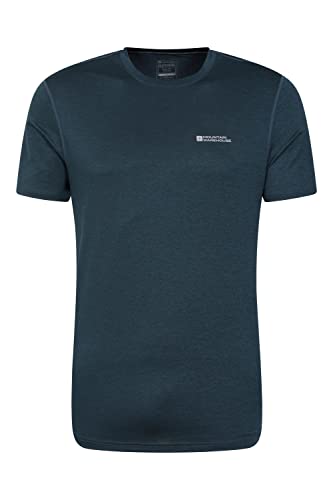 Mountain Warehouse Echo Melange Herren-Recycling-T-Shirt - feuchtigkeitsregulierendes T-Shirt, schnelltrocknendes Top, UV-Schutz Max T-Shirt, atmungsaktiv Marineblau XL von Mountain Warehouse