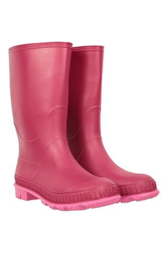 Mountain Warehouse Einfarbige Kinder-Gummistiefel - PVC-Regenschuhe für den Außenbereich, strapazierfähige Sohlen, weiches Jerseyfutter Beere Kinder-Schuhgröße 32 DE von Mountain Warehouse