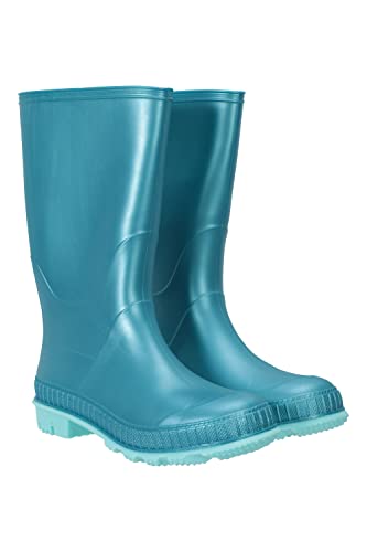 Mountain Warehouse Einfarbige Kinder-Gummistiefel - PVC-Regenschuhe für den Außenbereich, strapazierfähige Sohlen, weiches Jerseyfutter Hell Aquamarin Kinder-Schuhgröße 30.5 DE von Mountain Warehouse