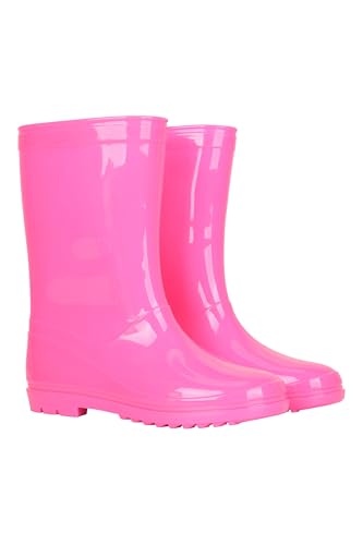 Mountain Warehouse Einfarbige Kinder-Gummistiefel - PVC-Regenschuhe für den Außenbereich, strapazierfähige Sohlen, weiches Jerseyfutter Intensiv Pink Kinder-Schuhgröße 36 DE von Mountain Warehouse