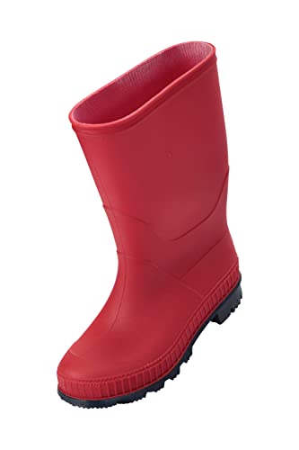 Mountain Warehouse Einfarbige Kinder-Gummistiefel - PVC-Regenschuhe für den Außenbereich, strapazierfähige Sohlen, weiches Jerseyfutter Rot 29 von Mountain Warehouse