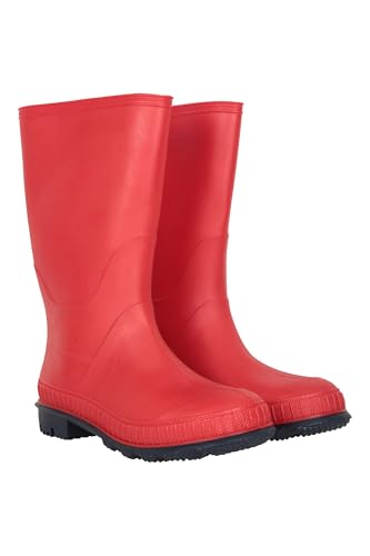 Mountain Warehouse Einfarbige Kinder-Gummistiefel - PVC-Regenschuhe für den Außenbereich, strapazierfähige Sohlen, weiches Jerseyfutter Rot Kinder-Schuhgröße 36 DE von Mountain Warehouse
