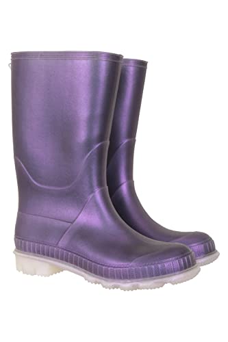 Mountain Warehouse Einfarbige Kinder-Gummistiefel - PVC-Regenschuhe für den Außenbereich, strapazierfähige Sohlen, weiches Jerseyfutter Violett Kinder-Schuhgröße 30.5 DE von Mountain Warehouse
