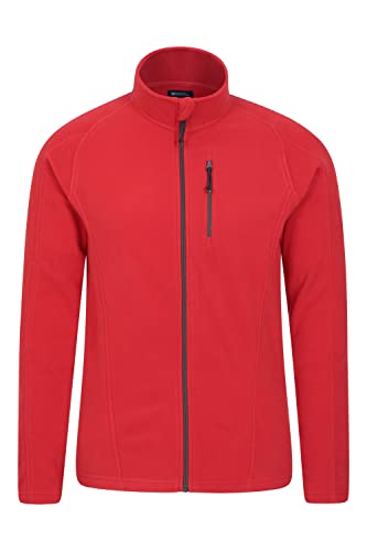 Mountain Warehouse Elba recyceltes Herren-Fleece mit durchgehendem Reißverschluss - Freizeit-Sweatshirt-Oberteil, schnell trocknend, atmungsaktiv - ideal für Camping Dunkelrot XS von Mountain Warehouse