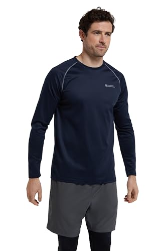 Mountain Warehouse Endurance Herren-Top - langärmlig, schnell trocknend, hoch atmungsaktiv, UPF-30-Sonnenschutz - für den Herbst, zum Wandern, Reisen, Campen Marine widerspiegelt XXL von Mountain Warehouse