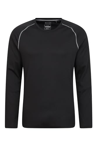 Mountain Warehouse Endurance Herren-Top - langärmlig, schnell trocknend, hoch atmungsaktiv, UPF-30-Sonnenschutz - für den Herbst, zum Wandern, Reisen, Campen Schwarz Jet XL von Mountain Warehouse