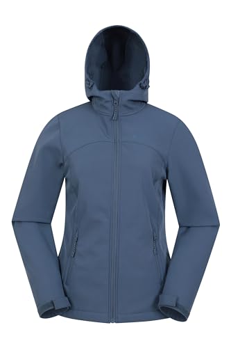 Mountain Warehouse Exodus Damen-Softshell-Jacke – Atmungsaktiv, Verstellbar, Wasser- und Windabweisende Damen-Regenjacke – Ideal für Herbst, Wandern, Radfahren Dunkelblau 44 von Mountain Warehouse