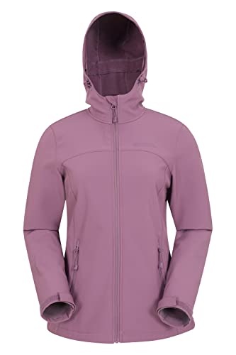 Mountain Warehouse Exodus Damen-Softshell-Jacke – Atmungsaktiv, Verstellbar, Wasser- und Windabweisende Damen-Regenjacke – Ideal für Herbst, Wandern, Radfahren Dunkelviolett 38 von Mountain Warehouse