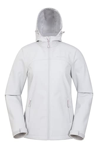 Mountain Warehouse Exodus Damen-Softshell-Jacke – Atmungsaktiv, Verstellbar, Wasser- und Windabweisende Damen-Regenjacke – Ideal für Herbst, Wandern, Radfahren Hellgrau 32 von Mountain Warehouse