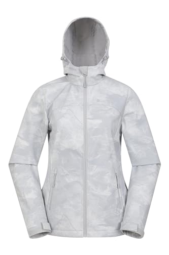 Mountain Warehouse Exodus Damen-Softshell-Jacke – Atmungsaktiv, Verstellbar, Wasser- und Windabweisende Damen-Regenjacke – Ideal für Herbst, Wandern, Radfahren Hellgrau 44 von Mountain Warehouse