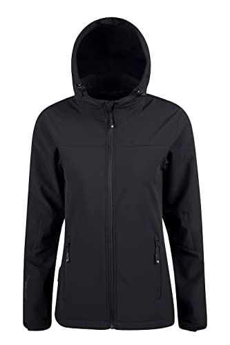 Mountain Warehouse Exodus Damen-Softshell-Jacke – Atmungsaktiv, Verstellbar, Wasser- und Windabweisende Damen-Regenjacke – Ideal für Herbst, Wandern, Radfahren Schwarz 50 von Mountain Warehouse