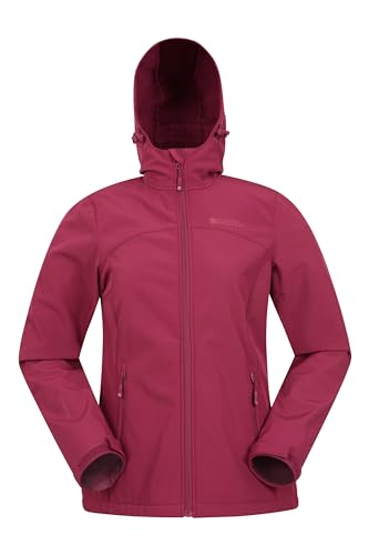 Mountain Warehouse Exodus Damen-Softshell-Jacke – Atmungsaktiv, Verstellbar, Wasser- und Windabweisende Damen-Regenjacke – Ideal für Herbst, Wandern, Radfahren Dunkelrot 34 von Mountain Warehouse