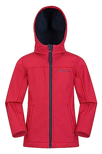 Mountain Warehouse Exodus wasserdichte Windjacke Kinder Softshell - leichte Regenjacke Kinder, atmungsaktive, wasserfeste Jacke, ungefütterte Softshell-Kinderregenjacke Rot 3-4 Jahre von Mountain Warehouse