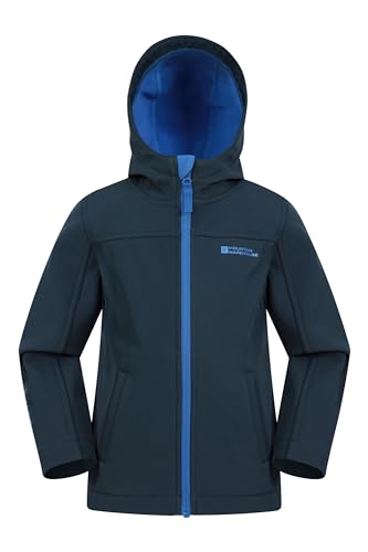 Mountain Warehouse Exodus wasserdichte Windjacke Kinder Softshell - leichte Regenjacke Kinder, atmungsaktive, wasserfeste Jacke, Kinderregenjacke Marine Kinder 104 DE (3-4 Jahre) von Mountain Warehouse
