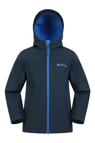 Mountain Warehouse Exodus wasserdichte Windjacke Kinder Softshell - leichte Regenjacke Kinder, atmungsaktive, wasserfeste Jacke, ungefütterte Softshell-Kinderregenjacke Marineblau 5-6 Jahre von Mountain Warehouse