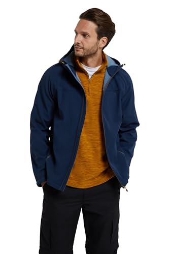 Mountain Warehouse Exodus Softshell-Jacke für Herren - Praktische Outdoor-Jacke, wasserabweisende Herrenjacke, anpassbare Windbreaker für Herren - für den Herbst Blau 3XL von Mountain Warehouse