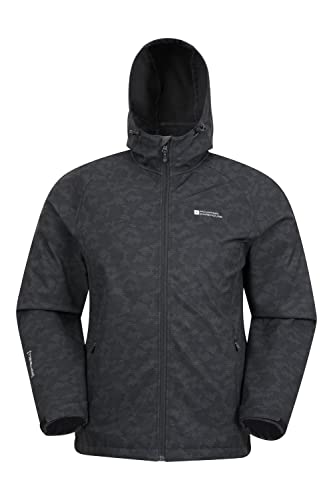 Mountain Warehouse Exodus Softshell-Jacke für Herren - Praktische Outdoor-Jacke, wasserabweisende Herrenjacke, anpassbare Windbreaker für Herren - für den Herbst Schwarz XL von Mountain Warehouse