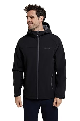 Mountain Warehouse Exodus Softshell-Jacke für Herren - Praktische Outdoor-Jacke, wasserabweisende Herrenjacke, anpassbare Windbreaker für Herren - für den Herbst Schwarz M von Mountain Warehouse