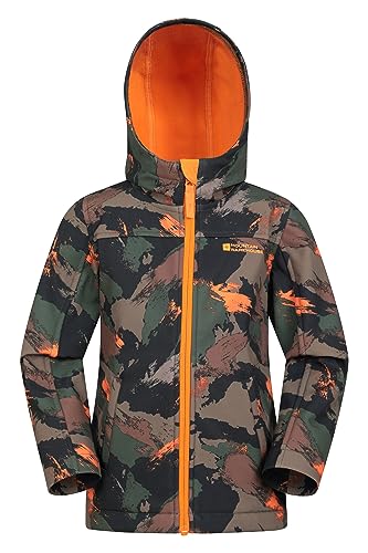 Mountain Warehouse Exodus Wasserdichte Windjacke Kinder Softshell - Leichte Atmungsaktive Regenjacke, Wasserfeste Jacke Dunkel Khaki 128 DE (7-8 Jahre) von Mountain Warehouse