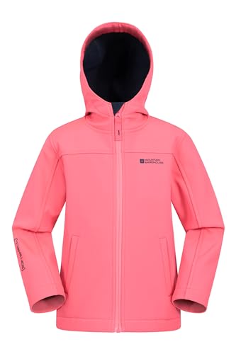 Mountain Warehouse Exodus Wasserdichte Windjacke für Kinder - Leichte, Atmungsaktive Softshell Regenjacke, Kaugummi 140 DE (9-10 Jahre) von Mountain Warehouse