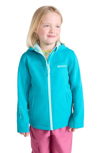 Mountain Warehouse Exodus Wasserdichte Windjacke Kinder Softshell - Leichte Atmungsaktive Regenjacke, Wasserfeste Jacke Aquamarin 116 DE (5-6 Jahre) von Mountain Warehouse