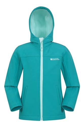 Mountain Warehouse Exodus wasserdichte Windjacke Kinder Softshell - leichte Regenjacke Kinder, atmungsaktive, wasserfeste Jacke, ungefütterte Softshell-Kinderregenjacke Blaugrün 7-8 Jahre von Mountain Warehouse