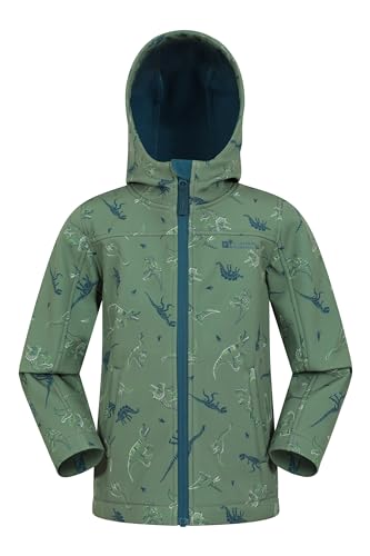 Mountain Warehouse Exodus wasserdichte Windjacke Kinder Softshell - leichte Regenjacke Kinder, atmungsaktive, wasserfeste Jacke, ungefütterte Softshell-Kinderregenjacke Grün 3-4 Jahre von Mountain Warehouse