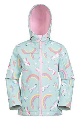 Mountain Warehouse Exodus wasserdichte Windjacke Kinder Softshell - leichte Regenjacke Kinder, atmungsaktive, wasserfeste Jacke, ungefütterte Softshell-Kinderregenjacke Minze 7-8 Jahre von Mountain Warehouse