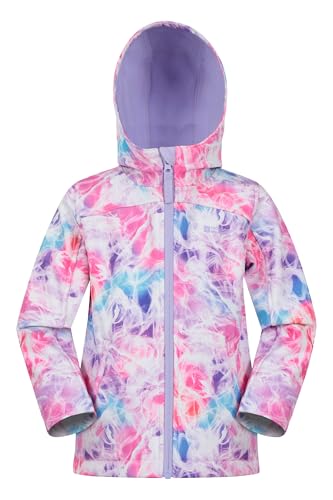 Mountain Warehouse Exodus wasserdichte Windjacke Kinder Softshell - leichte Regenjacke Kinder, atmungsaktive, wasserfeste Jacke, ungefütterte Softshell-Kinderregenjacke leuchtendes Pink 7-8 Jahre von Mountain Warehouse