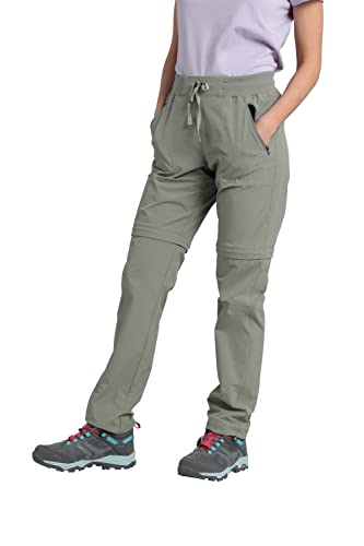 Mountain Warehouse Explorer Damen-Hose mit abnehmbaren Beinen – UV-Schutz-Damenhose, schnell trocknende Hose, mehrere Taschen – ideal für Reisen, Outdoor, Wandern Hellkhaki 32 von Mountain Warehouse