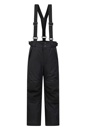 Mountain Warehouse Falcon Extreme Skihose für Kinder - Winterhose, Schneehose, wasserfeste Kinderhose, Schneegamaschen, Sicherheitstaschen- Für Skiurlaub Schwarz 7-8 Jahre von Mountain Warehouse