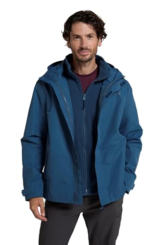 Mountain Warehouse Fell 3-in-1 Herren-Outdoor-Jacke - wasserdichte, atmungsaktive Regenjacke für Herren, Multifunktions-Outdoor Herren-Jacke, Camping-Jacke Dunkel Blau X-Small von Mountain Warehouse