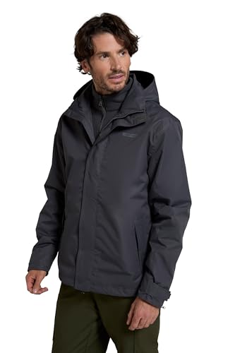 Mountain Warehouse Fell 3-in-1 Herren-Outdoor-Jacke - wasserdichte, atmungsaktive Regenjacke für Herren, Multifunktions-Outdoor Herren-Jacke, Camping-Jacke Grau 3X-Large von Mountain Warehouse