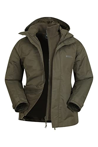 Mountain Warehouse Fell 3-in-1 Herren-Outdoor-Jacke - wasserdichte, atmungsaktive Regenjacke für Herren, Multifunktions-Outdoor Herren-Jacke, Camping-Jacke Khaki XS von Mountain Warehouse