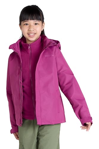 Mountain Warehouse Fell 3 in 1 Wasserabweisende Kinderjacke - Atmungsaktive, Regenjacke für Jungen und Mädchen - Für Spaziergänge, Wanderungen & Outdoor Beere Kinder 98 DE (2-3 Jahre) von Mountain Warehouse